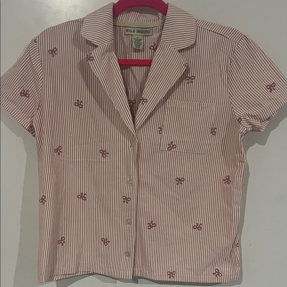 Indigo Red and White Striped Pajama set